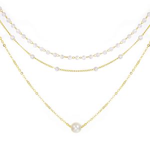 Exquisito y Elegante Collar de Moda para Mujer con Colgante de Corazón Multicapa, Chapado en Oro de 18K con Perla - Product Image 3