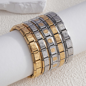 Italian Detachable Elastic Bracelet Flower Pattern Alloy Unisex Jewelry - Product Image 1