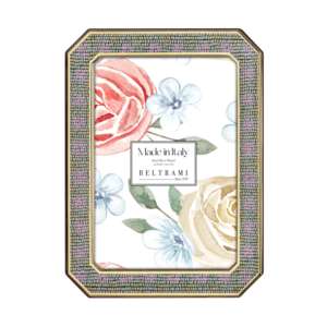 Beltrami Photo <b>Frame</b> Octagonal <b>4x6</b> Inch Silver Plated Gold Finish Wood Back - Product Image 1