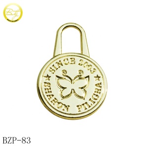 Thời Trang Tùy Chỉnh Logo Kim Loại Dây Kéo Kết Thúc Khóa Vòng Vòng Hình Dạng Kim Loại Dây Kéo <span class=keywords><strong>Puller</strong></span> Cho Phụ Nữ Túi - Product Image 1