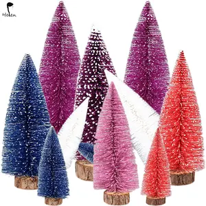 Helen Frosted Sisal Weihnachts baum mit Holz basis Weihnachts feier Wohnkultur für Weihnachten Home Tisch dekoration und Miniatur szenen