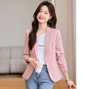 Ivory Blazer Women Solid Color Polyester Worsted Anti-Wrinkle Suit Top Spring Autumn 2025 - Product Image 2