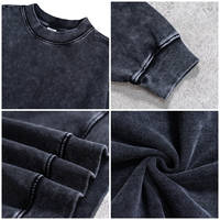 TKAN380 pakaian pria Logo kustom cetak 350 Gsm katun Treey Crewneck Pria asam cuci besar pakaian jalanan kaus pria