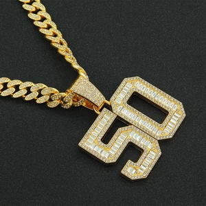 Nouveau pendentif <span class=keywords><strong>en</strong></span> forme de T de luxe léger avec sucre candi, verre S et un lot complet de 50, avec chaîne cubaine assortie - Product Image 4