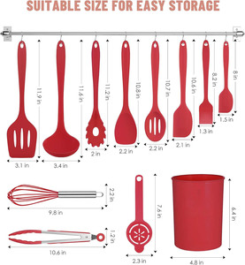 12 Pieces in 1 Set <b>Silicone</b> Kitchen Accessories Cooking Tools Kitchenware Cocina <b>Silicone</b> Kitchen Utensils With Wooden Handles - Product Image 2