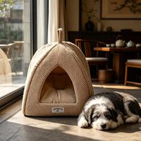 Yangyangpet Braunes Dreieckiges Leinen Luxus Wasserdichtes Waschbares Unzerstörbares Hundebett