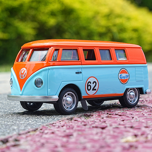 1:32 T1 <span class=keywords><strong>Bus</strong></span> Golfe Huile Édition Alliage Modèle Classique Voiture Jouets Camion Vintage Voiture Simulation Pull Back Son Lumière Moulé Sous Pression En Métal Jouets - Product Image 5