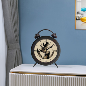 11.8 Inch Cổ Điển Vàng Kim Loại Máy Tính Để Bàn Đồng Hồ Với Bất Di Chuyển Bánh Răng Im Lặng Chữ Số La Mã Bảng Đồng Hồ Cho Trang Trí Nội Thất - Product Image 3