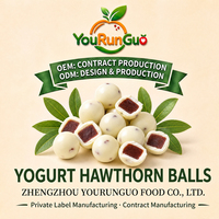 Premium Yoghurt Bedekte Hawthorn Ballen Zoete Halfzachte Fruitsnack 10kg Karton Bulk Groothandel OEM Private Label