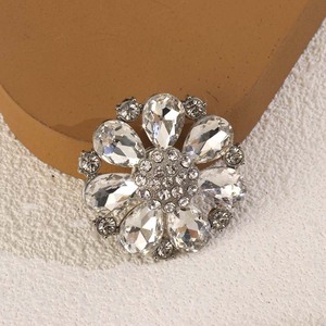 Rhinestone Flower Decorative <b>Buttons</b> Silver Alloy Clothing Accessories Nickel Free For Fur Coats - Product Image 2