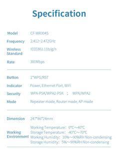COMFAST CF-WR304S V2 ขายดี 300Mbps ไวร์เลส รีพีทเตอร์ ไฟร์วอลล์ IEEE802.11n ตัวขยายสัญญาณ EU/US 2.4GHz เราเตอร์ 4 เสาอากาศ - Product Image 6