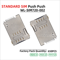 WECONN WL-SIM720-002 6PIN+2 H=1.80mm Push-Push Dengan Saklar Deteksi Soket Konektor Kartu SIM