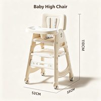Chaise haute convertible 6-en-1, chaise haute pour bébé avec dossier réglable, plateau amovible, roulettes et fonction multi-modes