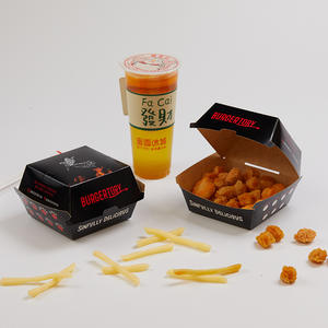 Boîte à emporter pour hamburger en papier kraft brun personnalisée, jetable, gaufrée, pour aliments, boîte alimentaire jetable - Product Image 4