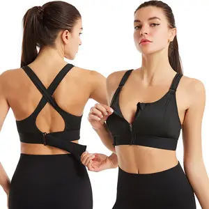 High Impact Women Sports Bra Front Closure Running Bra for Plus Size Maternity Back Support Workout Top