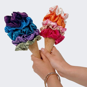 100% di pura seta di gelso scrunchies di nuovo Design con Logo personalizzato di seta per capelli cravatta per donne ragazze - Product Image 3