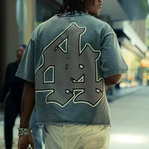 Tee-shirts personnalisés Fabricant de streetwear Motifs graphiques imprimés en coton uni vintage T-shirts pour hommes lavés par sublimation - Product Image 2