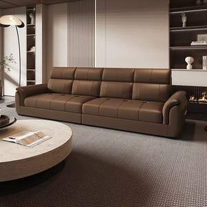 Sofá de Cuero Crema, Línea Recta, Convertible, Moderno, Minimalista, Muebles para Sala de Estar, para Apartamentos Pequeños, Uso en Alquiler - Product Image 4