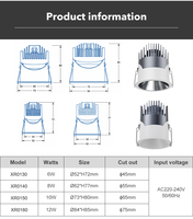 IP65 Anti-éblouissement Plafond LED Spots Diacasting Aluminium 12W Wall Washer Encastré Downlight Hôtel Spot Light