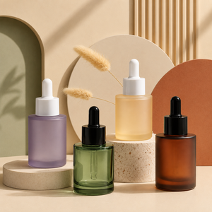 Botella de Vidrio Ámbar de Lujo para Cosméticos, 30 ml, para Aromaterapia, Fragancias, Aceites Esenciales, con Gotero - Product Image 1