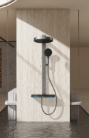 Ensemble de douche de salle de bain en laiton à affichage numérique de luxe avec noyau de vanne en céramique Système thermostatique intelligent Design mural exposé
