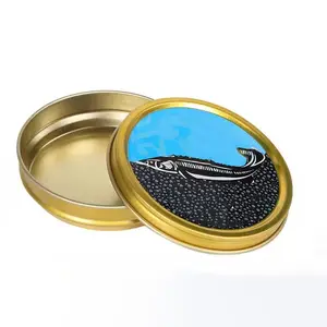 Fabricant de boîtes en fer personnalisées pour emballage circulaire en or de caviar avec joint en étain 10g 30g 50g boîtes de caviar