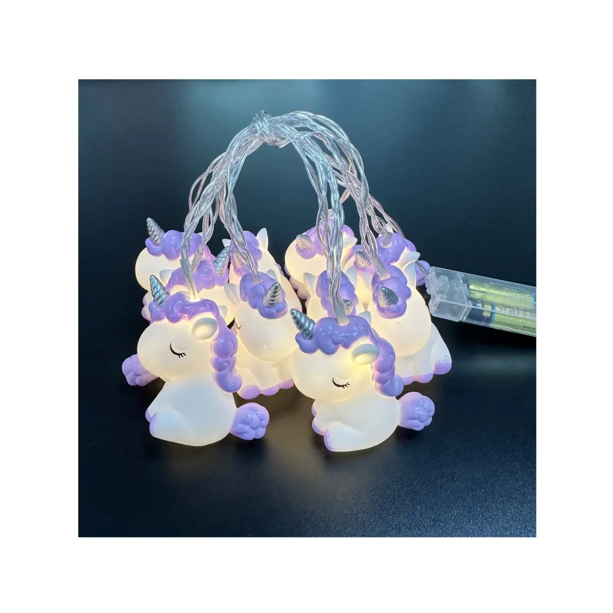 Confortable licorne colorée enfants chambre de bébé décoration nuit guirlande lumineuse mignon à piles LED guirlande lumineuse