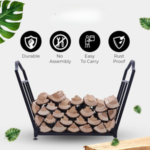 Estante de metal para leña de 3 niveles, rectangular, para almacenamiento en interiores y exteriores, organizador de leña para chimenea. - Product Image 2