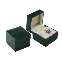 Maßgefertigte Personalisierte Handgemachte Grüne Luxus Kunstleder Rechteckige Elegante Glamouröse Premium Schmuckbox Halskette Ring Verpackung