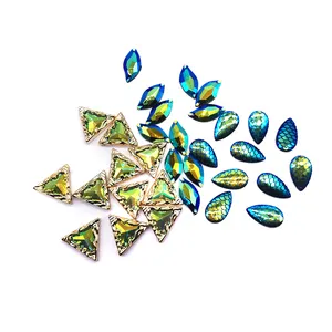 Custom Iridescent AB Resin Stone Flatback Gemstone with Loose Rhinestones DIY Jewelry for Carnival Costumes