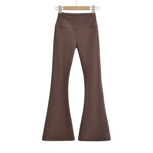 Fascia alta larga in pile caldo e morbido elastico <span class=keywords><strong>pantaloni</strong></span> a zampa d'elefante da donna - Product Image 5