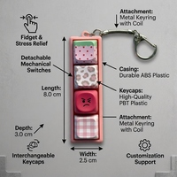 4-Key Mechanical Keyboard Switch Plastic Fidget Toy Keychain Kawaii Cute Desk Stress Reliever Clicker Keyring Lightweight