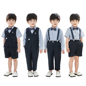 Bộ đồ trẻ em ZC012 Xuân/Hè Mẫu mới Váy hoa dự tiệc sinh nhật bé gái Áo sơ mi bé trai cổ V đơn hàng nút - Product Image 3