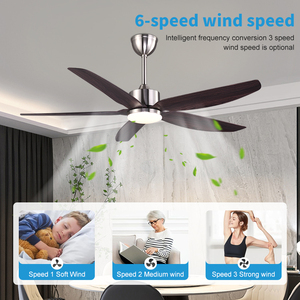 Ventilateur de plafond LED silencieux de 52 pouces avec télécommande, 5 pales en ABS, pour salon et chambre à coucher, modèle F5461 - Product Image 5