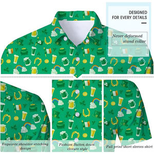 Chemises hawaïennes amples à manches courtes pour hommes avec logo personnalisé, respirant, station balnéaire, imprimé décontracté, col montant - Product Image 6