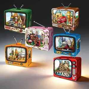 <span class=keywords><strong>Puzzle</strong></span> 3D en bois transfrontalier, miniature de télévision, monde miniature, jouet d'assemblage artisanal, ornement culturel et créatif, cadeau - Product Image 3