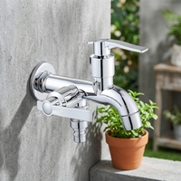 Robinet de jardin à double sortie, robinet d'eau en plastique pour extérieur et machine à laver, approvisionnement direct d'usine