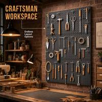 Organisateur d'outils mural en panneau perforé à 3 panneaux en acier laminé à froid noir mat avec ensemble de crochets multi-types pour garage, atelier, abri de jardin