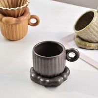 Tasse à café en céramique originale rétro, tournée au four, couleur unie, écologique, compatible micro-ondes, logo personnalisable