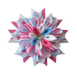 Schottische karierte Haars chleife Clip koreanische und japanische karierte geschichtete <span class=keywords><strong>Kanzashi</strong></span> Mädchen Blütenblatt Blume Haars pangen - Product Image 3