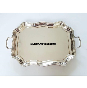 Fabricant de plateaux de service en laiton d'excellente qualité en Inde Plateau de forme ronde Design traditionnel Plat de service pour bar et maison - Product Image 6