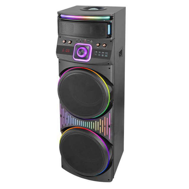 Diamond Hot Selling Double 12 Inch Party Speaker RGB Light Karaoke System Sound Box High Power Wireless Portable Speaker