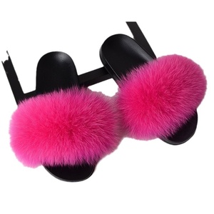 Sandales d'extérieur en fourrure pour femmes, automne, fausse fourrure de renard, semelle intérieure en PVC, chaussures confortables - Product Image 5