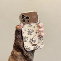 Étui de téléphone en cuir de luxe à motif floral vintage plein écran pour iPhone 17 16 Pro Max avec dragonne – Nouvelle collection automne-hiver en gros