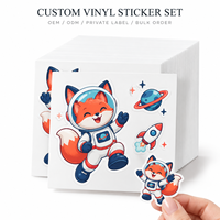 Lot d'autocollants en vinyle PVC brillants, découpés à l'emporte-pièce, imprimés en couleur, motif renard spatial, pour papeterie en gros
