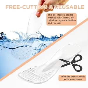 Semelles orthopédiques en gel 3 4 avec soutien de la voûte <span class=keywords><strong>plantaire</strong></span>, inserts en silicone pour pieds plats, soulagement de la douleur, talons hauts, femmes, auto-adhésives - Product Image 4