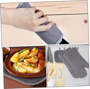 Ensemble de 6 maniques de cuisine et de protège-plats résistants à la chaleur, avec surface en silicone antidérapante pour la cuisson - Product Image 6