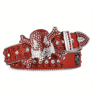 Cinturones Retro Brillantes de Diseño Occidental con Pedrería, Cinturones de PU para Hombre con Tachuelas Brillantes, Cinturón de Cristal con Diamantes, Cinturones BB <span class=keywords><strong>Simon</strong></span> - Product Image 6