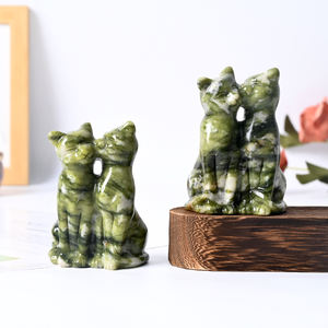 <span class=keywords><strong>Statue</strong></span> de chat sculptée en <span class=keywords><strong>jade</strong></span> Xiuyu sculptée à la main chat en pierre de guérison en cristal pour la décoration - Product Image 1