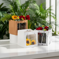 Sacs cadeaux en papier kraft personnalisés avec fenêtre transparente pour bouquet de fleurs, bougies/artisanat, impression offset, recyclables, écologiques